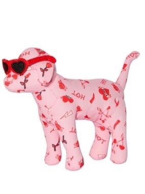 PINK Victoria's Secret Pink Plush Dog with Red Heart Print